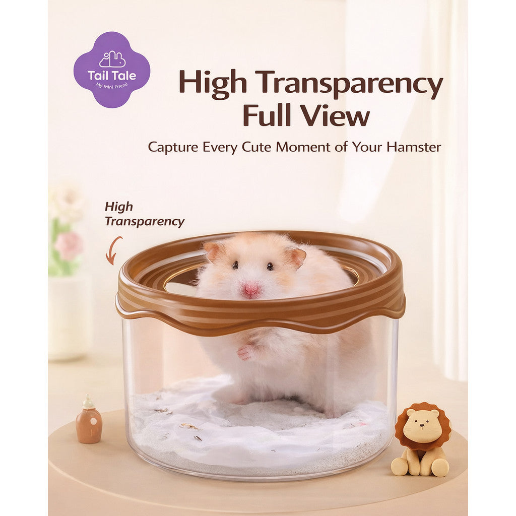 Tail Tale Hamster Bathroom Toilet 360° Transparent Anti-Spill Sand Bath Box (99mm Deep Base)