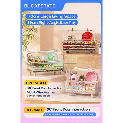 70cm Bucatstate Hamster Cage Acrylic Transparent Crystal Cute Extra Large Luxury Villa Syrian Dwarf