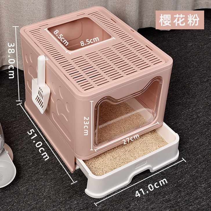 CAT LITTER BOX / FULLY ENCLOSED / ANTI SPLASH / LARGE DEODORANT DRAWER TYPE