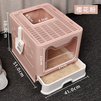 CAT LITTER BOX / FULLY ENCLOSED / ANTI SPLASH / LARGE DEODORANT DRAWER TYPE