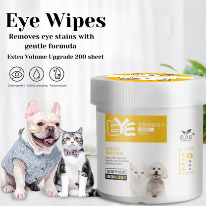 200 pics/Pets eye wipes /dogs cats stain remover/wipes/pets