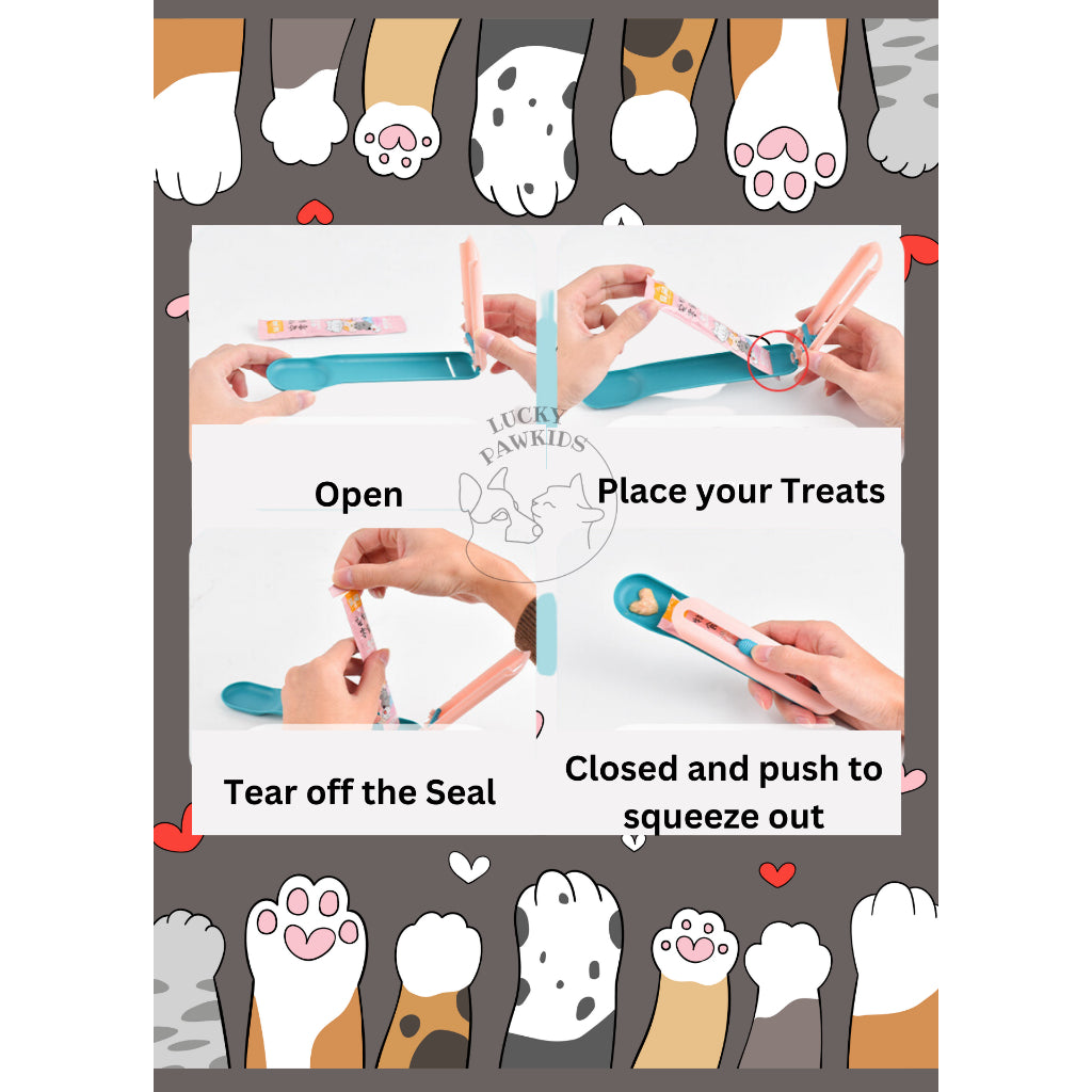 <SG-Seller> FuninCrea Lickable Cat Treats Spoon, Cat Liquid Snacks Feeding Spoon Pet Food Scoop for Feeding Lickable Wet
