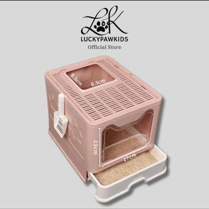 CAT LITTER BOX / FULLY ENCLOSED / ANTI SPLASH / LARGE DEODORANT DRAWER TYPE
