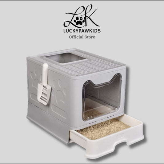 CAT LITTER BOX / FULLY ENCLOSED / ANTI SPLASH / LARGE DEODORANT DRAWER TYPE