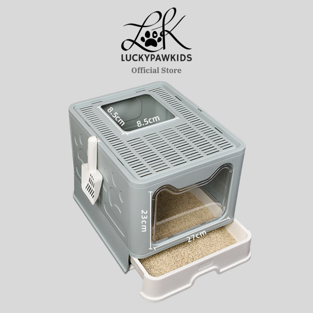 CAT LITTER BOX / FULLY ENCLOSED / ANTI SPLASH / LARGE DEODORANT DRAWER TYPE