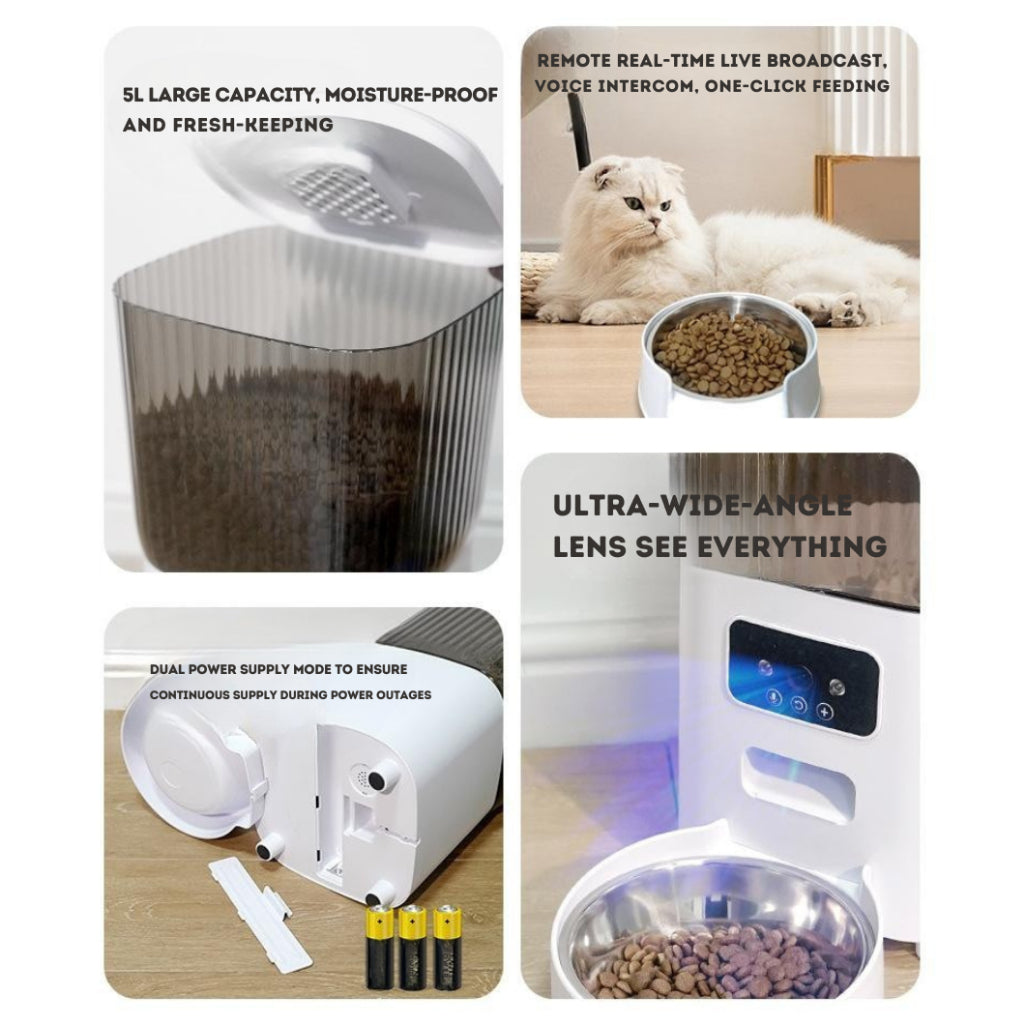 5L Smart Feeder Pet Intelligent Automatic APP WiFi Remote Voice Video Feeding Machine