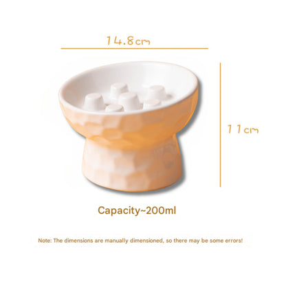 Ceramic Cat Bowl High Feet Slow Feeding Anti-Choking Neck Protection Anti-Knockover Oblique Mouth Pet Dog Bowl