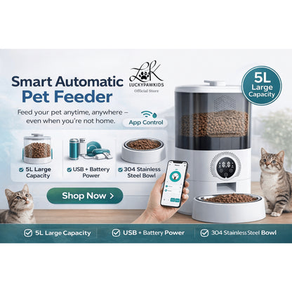 5L Auto Pet Smart Cat Feeder Cat Timed Quantitative Remote Automatic APP Feeder Cat Food Dog Food Smart Feeding Machine