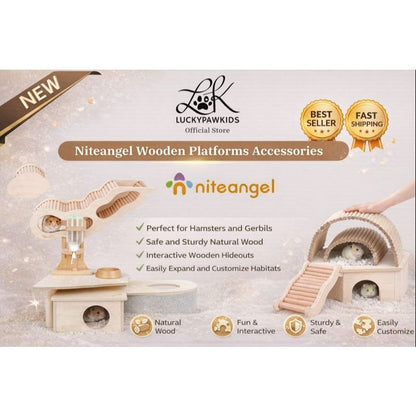 Niteangel Hamster Wooden Platforms Ladder Hideout Water Bottle Holder Bathroom Toilet Fences Accessories