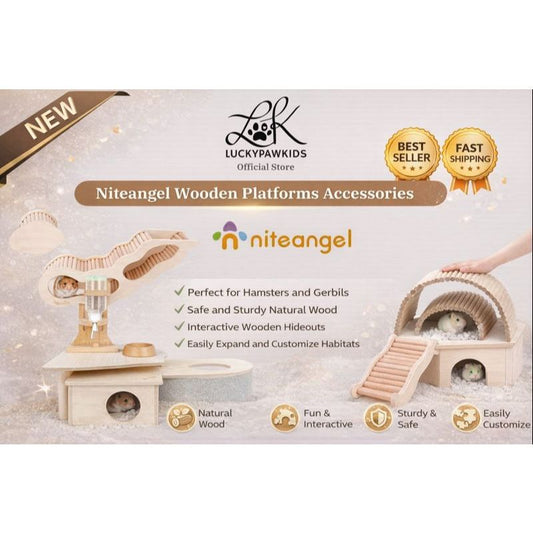 Niteangel Hamster Wooden Platforms Ladder Hideout Water Bottle Holder Bathroom Toilet Fences Accessories