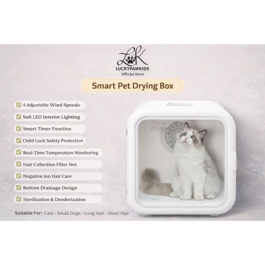 Smart Pet Dryer Box, Blowing, Drying, Sterilization, Smart Puppy Drying Box 62L/Luckypawkids