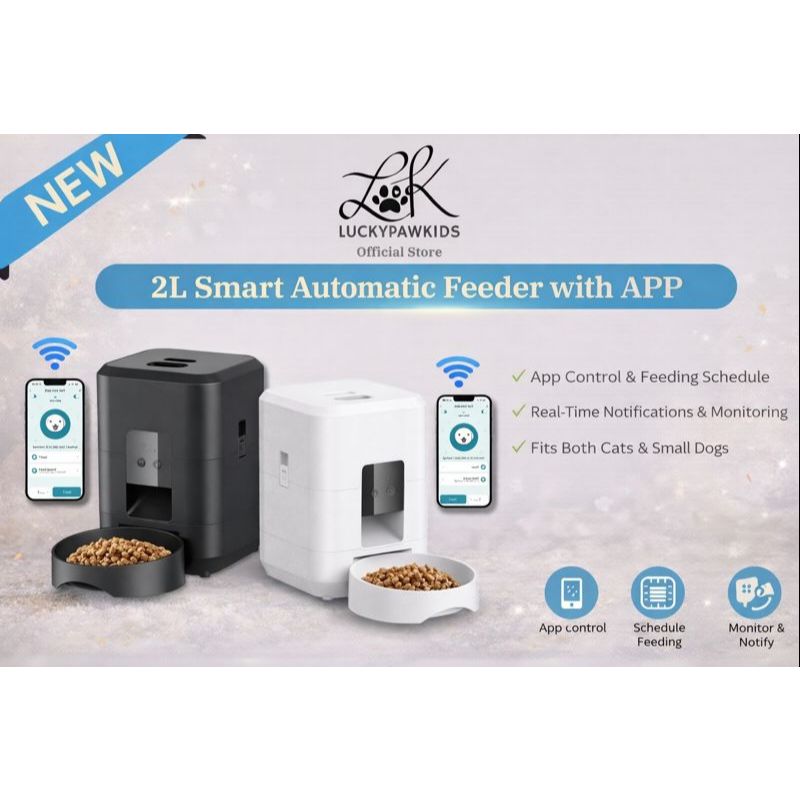 2L Auto Pet Smart Cat Feeder Cat Timed Quantitative Remote Automatic APP Feeder Cat Food Dog Food Smart Feeding Machine
