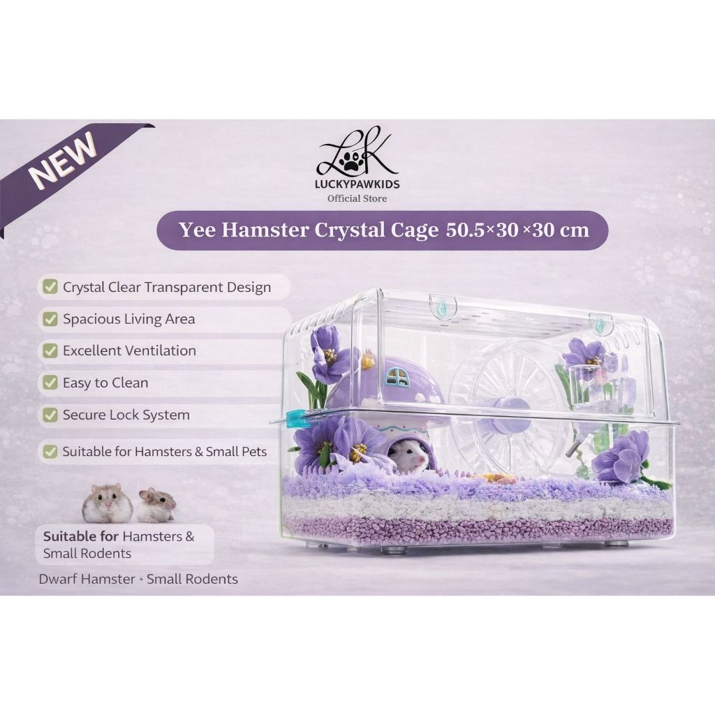 Yee Transparent Crystal Hamster Cage 50.5x30x30cm